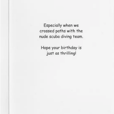 Boat Tour Nude Scuba Divers Humorous Birthday Greeting Card - HalfMoonMusic