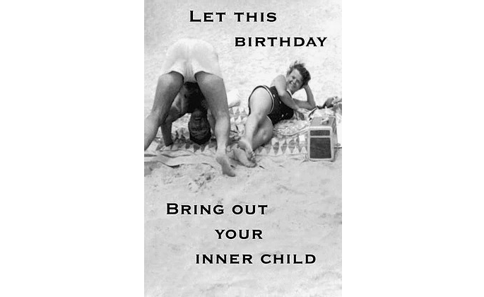 Inner Child Vs Inner Adult Funny Birthday Greeting Card - HalfMoonMusic