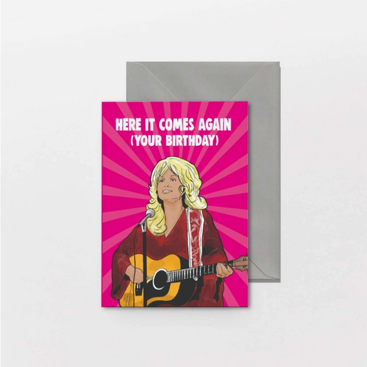 Dolly Parton - Here It Comes Again (Your Birthday) Greeting Card - HalfMoonMusic