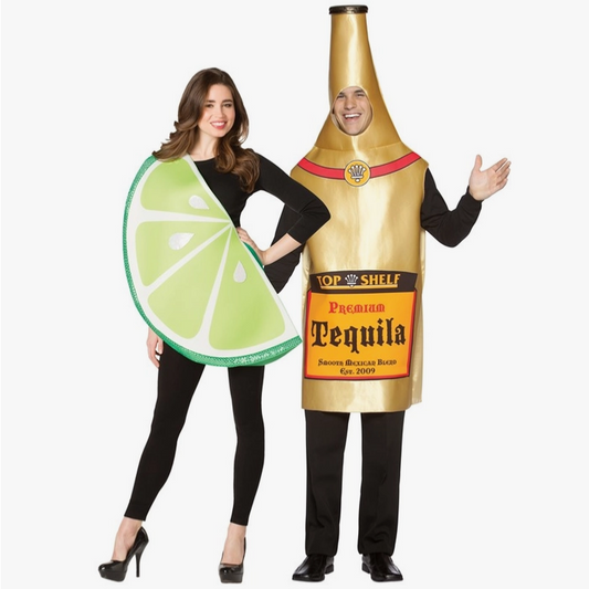 Unisex Halloween Costume - Tequila Bottle & Lime Slice Pair - HalfMoonMusic