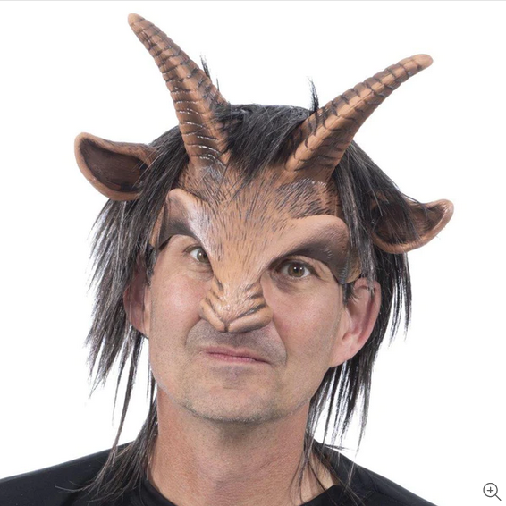 Halloween Mask -  Faun, Satyr or Goat Half Mask Costume - HalfMoonMusic