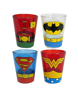 DC Comics Superheroes 4 Piece Mini Glass Set - HalfMoonMusic