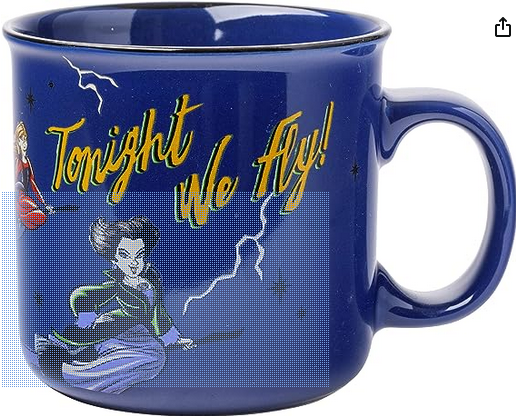 Disney Hocus Pocus 'Tonight We Fly' Broom Squad Ceramic Camper Style Mug - HalfMoonMusic