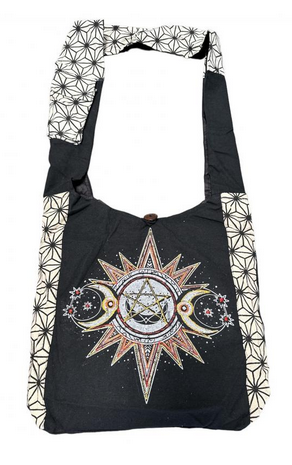 Cotton Embroidered Pentagram Bag - HalfMoonMusic