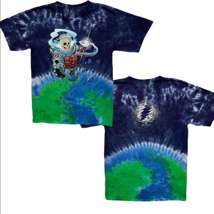 Men's Grateful Dead Tie-Dye Skeleton Spaceman Earth T-Shirt - HalfMoonMusic