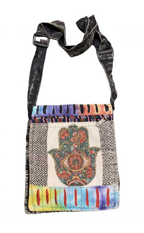 Cotton Patchwork Hamsa Eye Mini File Bag - HalfMoonMusic