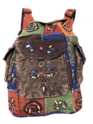 Cotton Assorted Patchwork Designs Backpack - HalfMoonMusic