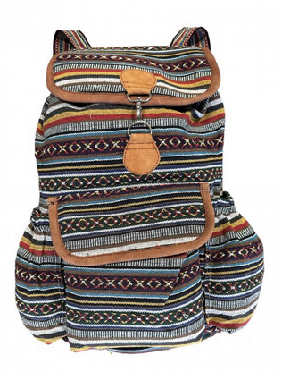Cotton & Leather Trim Ghary Backpack - HalfMoonMusic
