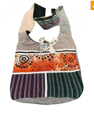 Cotton Hemp Patchwork Circle Patterns Bag - HalfMoonMusic