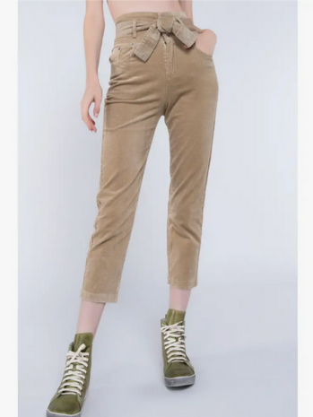 Women's High-Waisted Triple Button Corduroy Pants - HalfMoonMusic