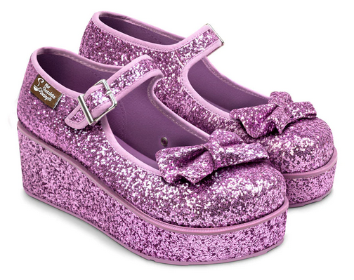 Chocolaticas® Purple Glitter Women's Mary Jane Platform - HalfMoonMusic