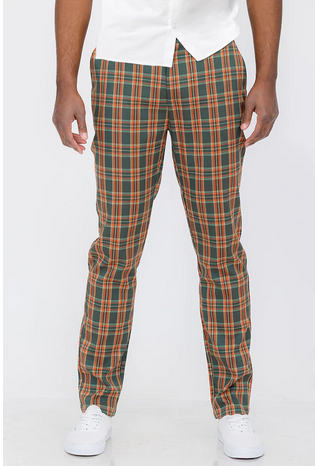 Men's Straight Fit Plaid Trouser Pants - HalfMoonMusic