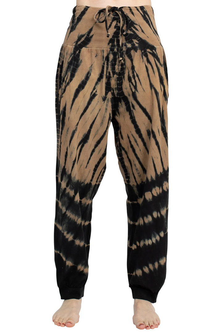 Women's Cotton Spandex Tie-Dye Serenity Drawstring Jogger Pants - HalfMoonMusic