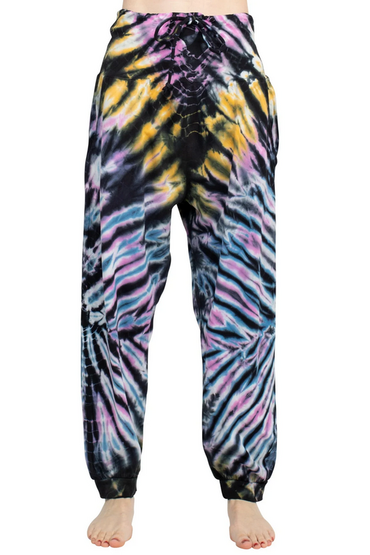 Women's Cotton Spandex Tie-Dye Serenity Drawstring Jogger Pants - HalfMoonMusic