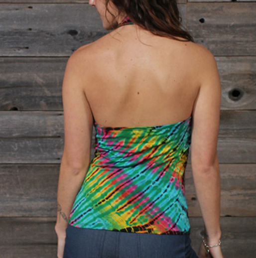 Women's Rayon Spandex Tie-Dye Backless Split Strap Tank Top - HalfMoonMusic