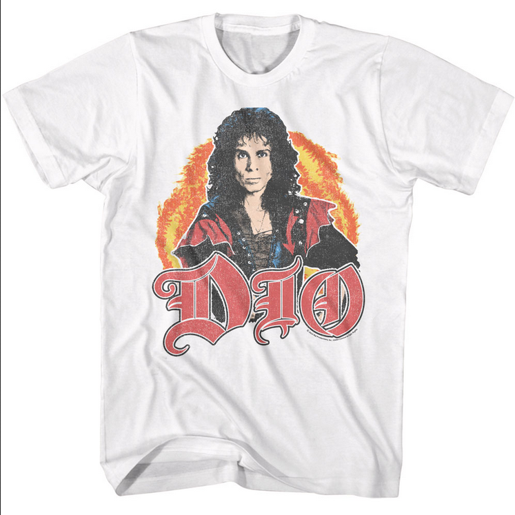 Men's Ronnie James Dio Flames T-Shirt - HalfMoonMusic