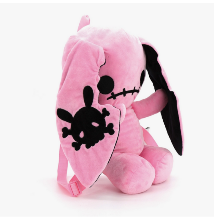 Pink Naughty Bunny Stuffed Backpack - HalfMoonMusic