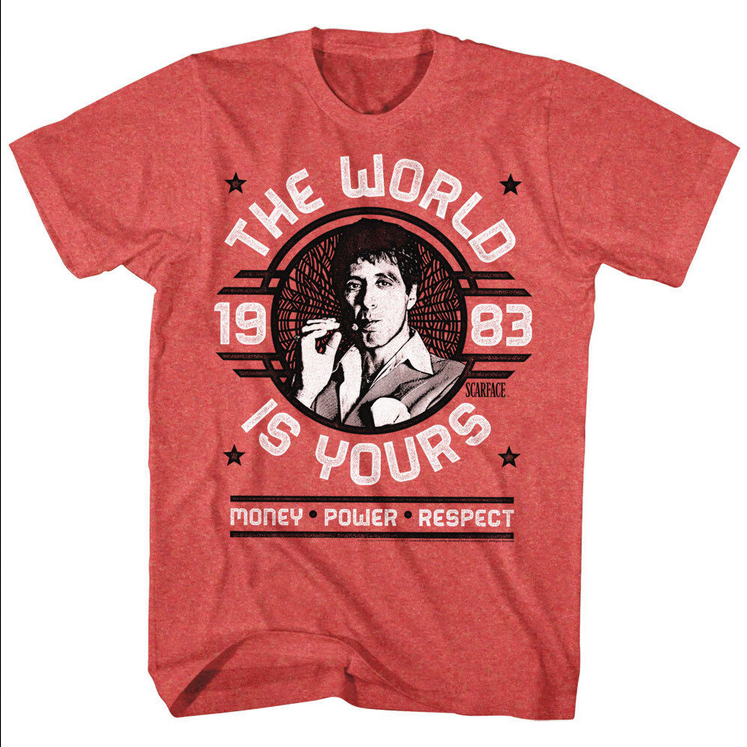 Men's Scarface The World Is Yours Emblem T-Shirt - HalfMoonMusic