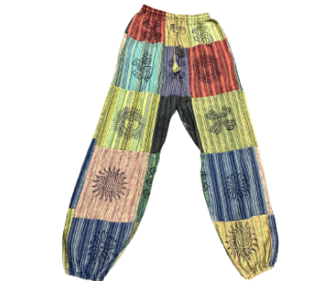 Unisex Elastic Waist/Ankle Patchwork Pants - HalfMoonMusic