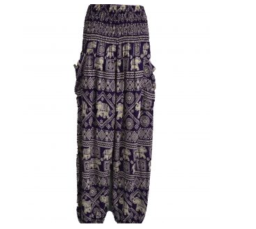 Women's Rayon Elastic Waist Elephant Pants w/ Pockets - HalfMoonMusic