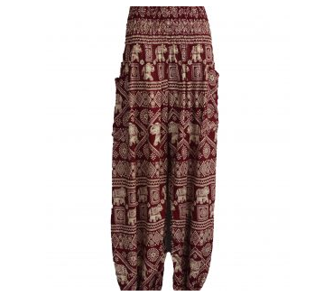 Women's Rayon Elastic Waist Elephant Pants w/ Pockets - HalfMoonMusic