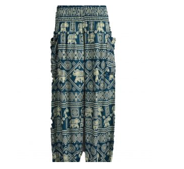 Women's Rayon Elastic Waist Elephant Pants w/ Pockets - HalfMoonMusic
