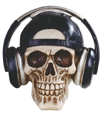 Skull with Headset Statue - HalfMoonMusic