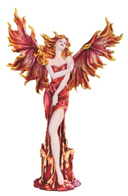 Red Fire Fairy Statue - HalfMoonMusic