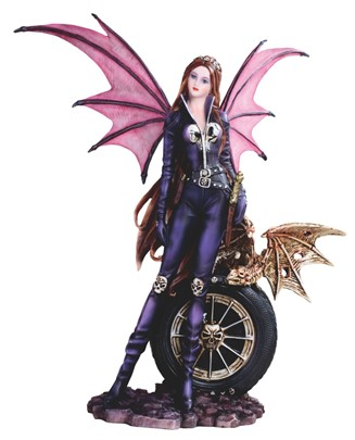 Bat Fairy with Wheel Statue - HalfMoonMusic