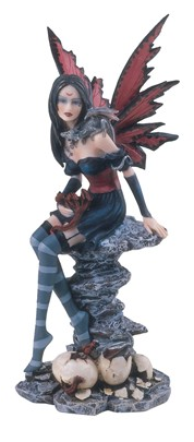 Red Fairy with Baby Dragons Statue - HalfMoonMusic