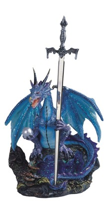 Blue Dragon with Sword - HalfMoonMusic