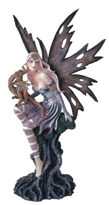 Tree Fairy with Baby Dragon Statue - HalfMoonMusic