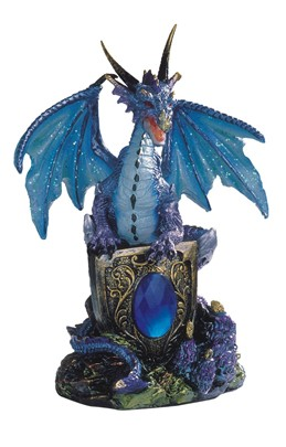 Blue Gemstone Dragon Statue - HalfMoonMusic