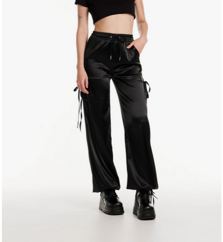 Women's Slick Satin Joggers - HalfMoonMusic