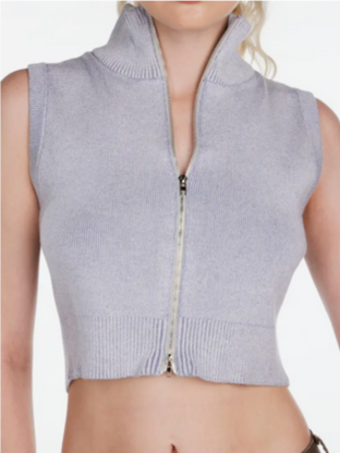 Women's Double Zip Sweater Vest - HalfMoonMusic