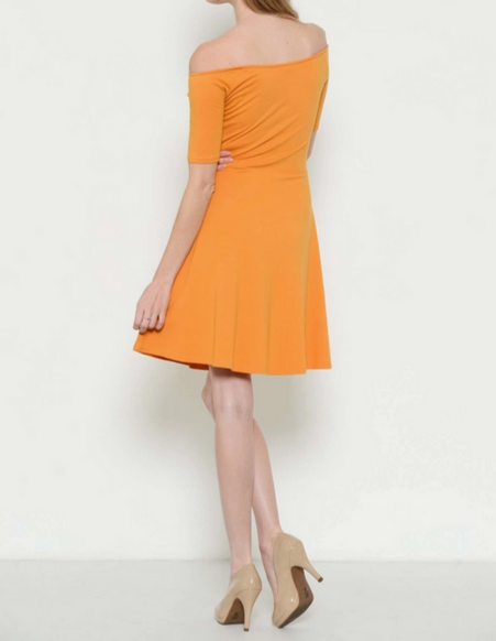 Women's Off-Shoulder Skater Dress - HalfMoonMusic