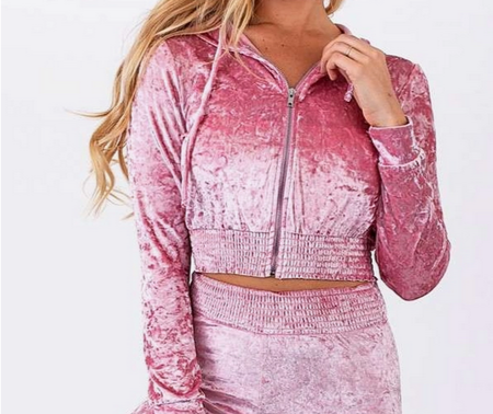 Women's Crushed Velvet Zip-Up Hoodie - HalfMoonMusic