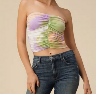 Ruched Tie-Dye Tube Top - HalfMoonMusic