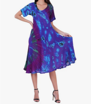 Women's Tie-Dye Flowy Dress - HalfMoonMusic
