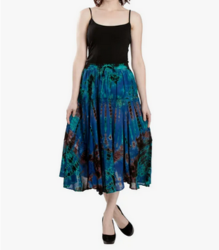 Women's Tie-Dye Embroidered Maxi Skirt - HalfMoonMusic