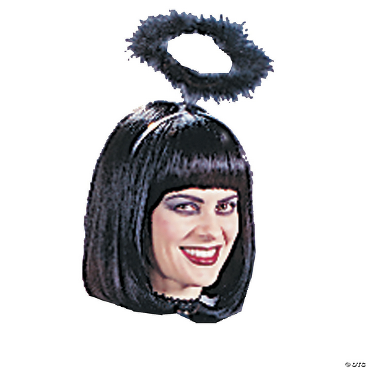 Women's Black Marabou Halo Halloween Accesory - HalfMoonMusic