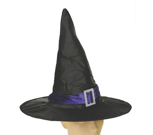 Elegant Witch Hat with Purple Band - Halloween Costume Accessory - HalfMoonMusic