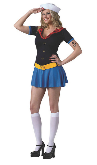 Women's Popeye Sexy Sailor Halloween Costume - HalfMoonMusic