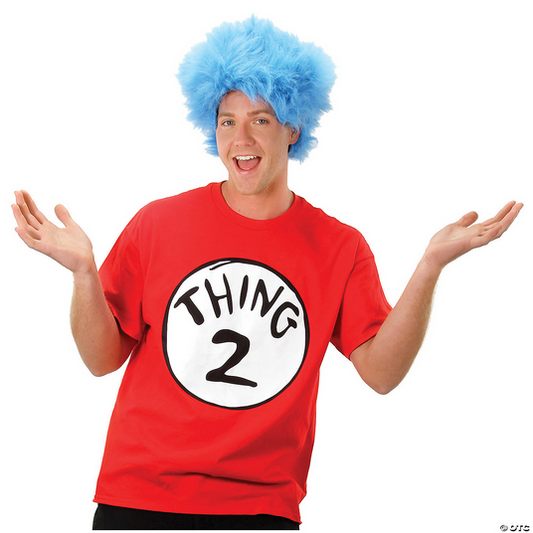 Men's Cat In The Hat Thing 2 Shirt & Wig Set Halloween Costume - HalfMoonMusic