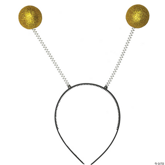 Gold Springy Alien Antenna Headband - Halloween Costume Accessory - HalfMoonMusic