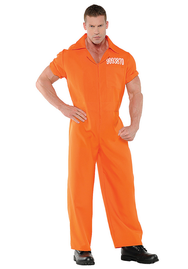 Men's Convicted Prisoner Orange Jumpsuit Halloween Costume - HalfMoonMusic