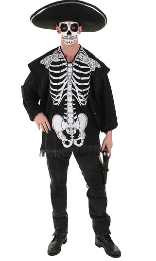Men's Skeleton Serape Poncho Halloween Costume - HalfMoonMusic