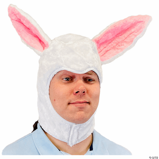 Adult White Bunny Hood - Halloween Costume Accessory - HalfMoonMusic