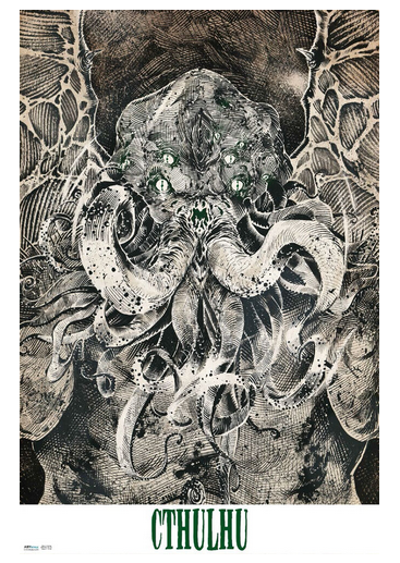 CTHULHU  B & W  Poster - HalfMoonMusic