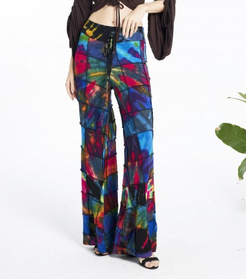 Women's Patchwork Wide-Leg Pants - HalfMoonMusic